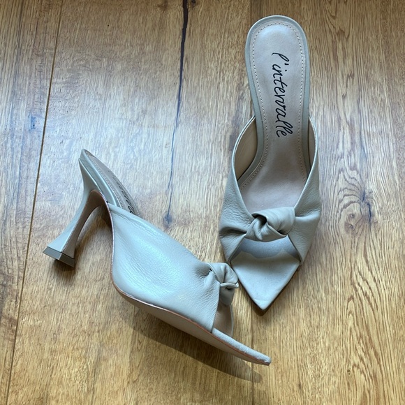 What interval size 6 creamy brown nude kitten heel open toe - Picture 1 of 7